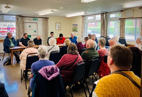 Joe Barratt at a community meeting